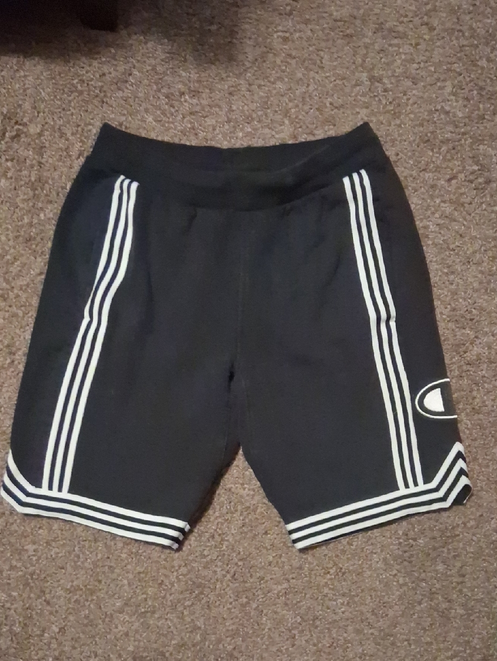 Champion Men's Black Athletic Shorts with White Trim